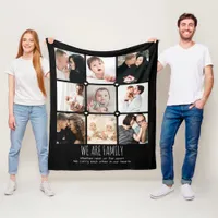 We Are Family Custom Text 9-Photo Collage Fleece Blanket