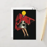 Woman With the Yellow Circle For A Head Surreal  Postcard