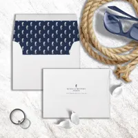 Blue Wave Seahorse Pattern Wedding Wht/Navy ID836 Envelope