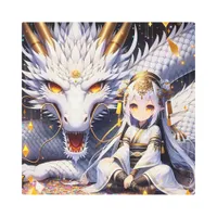 Anime Girl Warrior and Dragon Ai Art