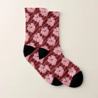 Pink Flowers And Stripes All-Over-Print Socks