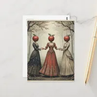 Three Women With Apple Heads Dance in Forest Postcard