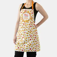 Fall Favorite Color Autumn Wreath Leaves Pattern Apron