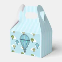 Hot Air Balloon Blue and Green Cloudy Sky Favor Boxes