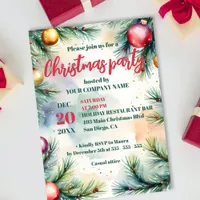 Watercolor Festive Corporate Christmas Party Invitation