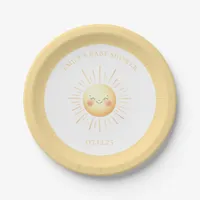 Cute Yellow Boho Smiling Sunshine Baby Shower Paper Plates