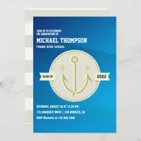 Navy themed Graduation Party Invitation