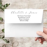 Elegant Minimalist Wedding Script Black And White Envelope