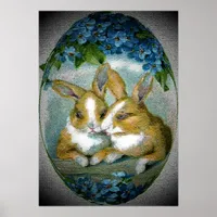 Vintage Easter Bunnies Textured Image, ZSSG Poster