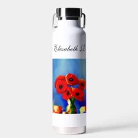 A vase of poppies - Painting - Personalizable  Water Bottle