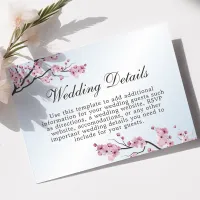 Japanese Cherry Blossom Wedding Details Card