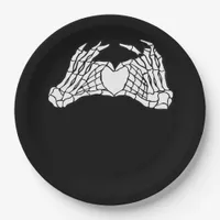 Skeleton Heart Hands - Light Paper Plates