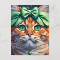 Saint Patricks Day Ginger Cat Postcard