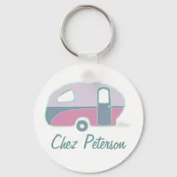 Personalized Retro Art Caravan Owner's Keychains