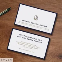 Simple Navy Blue Border Legal Business Card