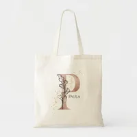 Monogram Initial Modern Letter P Boho Personalized Tote Bag