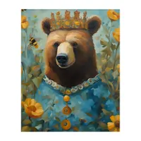Adorable Bear in a Crown With Flowers and Bees Acrylic Print