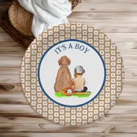 Baby Boy and Dog Baseball Themed Baby Shower Paper Plates