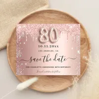 Budget 80th birthday rose glitter save the date