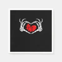 Scary Skeleton Hands And Red Heart Creepy Spooky V Napkins