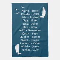 Phonetic Alphabet Ocean Blue Sailing Kitchen Towel