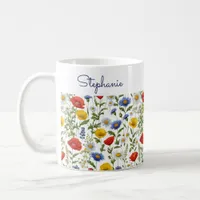 Colorful Wildflowers Pretty Floral Personalized Coffee Mug