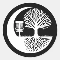Black and White Disc Golf Silhouette  Classic Round Sticker