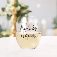 "Mom’s Sip of Sanity" wine glass