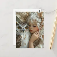 Adorable Blond Fairy and Owl Postcard