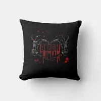 Blegh Breakdown Skeleton Heart Hands Emo Screamo Throw Pillow