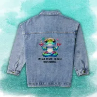 Modern Inhale Exhale Green Frog | Denim Jacket