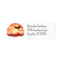 Dragon Silhouetted Against a Sunset Label
