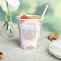 Nautical Pink Whale Jellyfish Girl Baby Shower Paper Cups