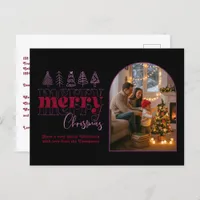 Berry Noir Cozy Arch Photo Merry Christmas Holiday Postcard