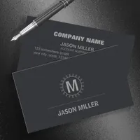 Array and Line Monogram Professional Silver ID313 Business Card