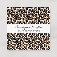 Gold Leopard Print Square Business Card