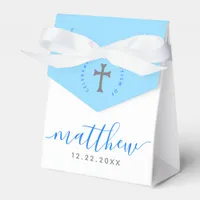 Blue Baptism Christening Naming Cross Favor Boxes