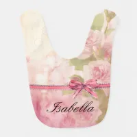 "Shabby Chic" Floral Personalized Baby Bib