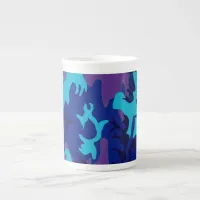 Dark Blue and Purple Camouflage Bone China Mug