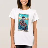 Funny Skeleton Fishing Hooked on Nothing Tarot T-Shirt