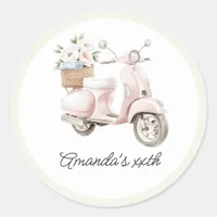 Coastal Old Money Aesthetic Summer Birthday Party Classic Round Sticker