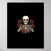 Skeleton Heart Hands With Red Roses – Romantic Got Poster