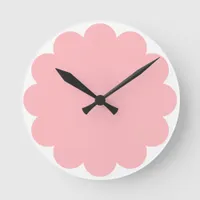 Minimalist Cute Pastel Pink Flower Silhouette  Round Clock