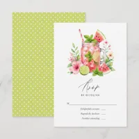 Elegant Watermelon Mojito Floral Wedding RSVP Card