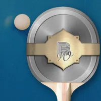 Metallic Gold Steel trompe l’œil  Monogram   Ping Pong Paddle