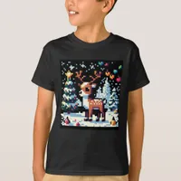 Christmas Reindeer Winter Wonderland Pixel Art T-Shirt