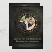 Steampunk themed Wedding add photo Invitation