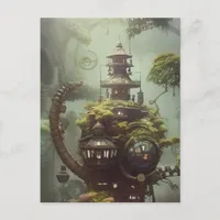 Steampunk Jungle House Postcard