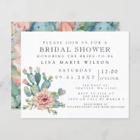 Budget Cactus Rose Bridal Shower Invitation