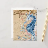 Vintage seahorse Collage Postcard